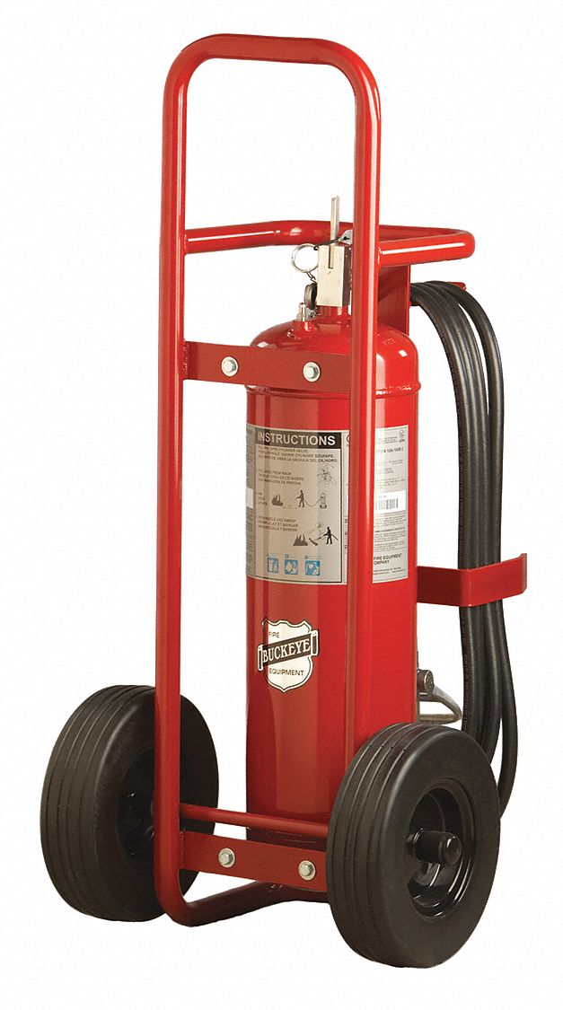 Buckeye Dry Chemical, ABC Class Wheeled Fire Extinguisher with 50 lb Capacity and 36 sec Discharge Time - 30010