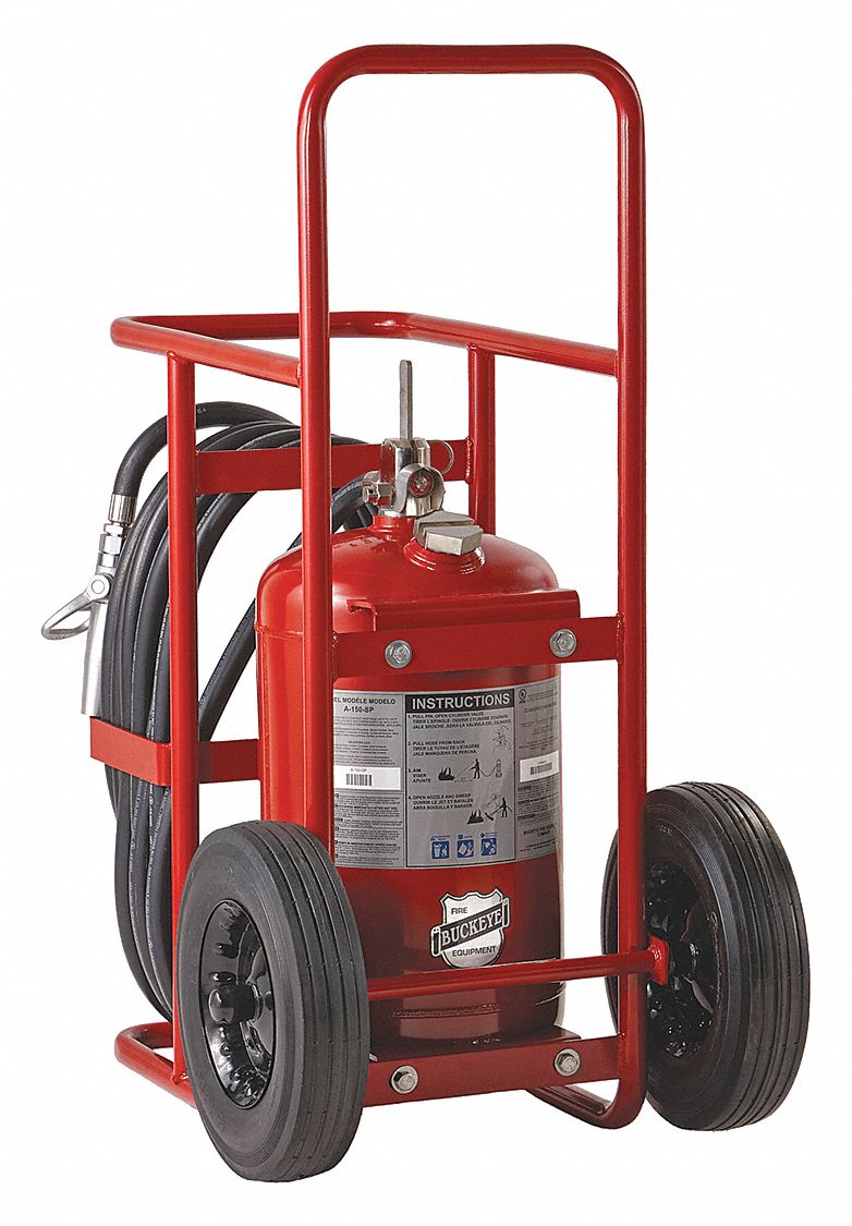 Buckeye Dry Chemical, ABC Class Wheeled Fire Extinguisher with 125 lb Capacity and 47 sec Discharge Time - 30110