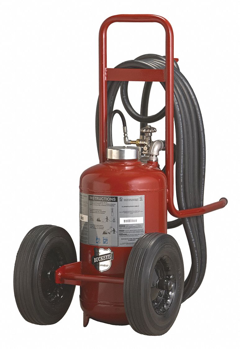 Buckeye Dry Chemical, ABC Class Wheeled Fire Extinguisher with 125 lb Capacity and 43 sec Discharge Time - 31110