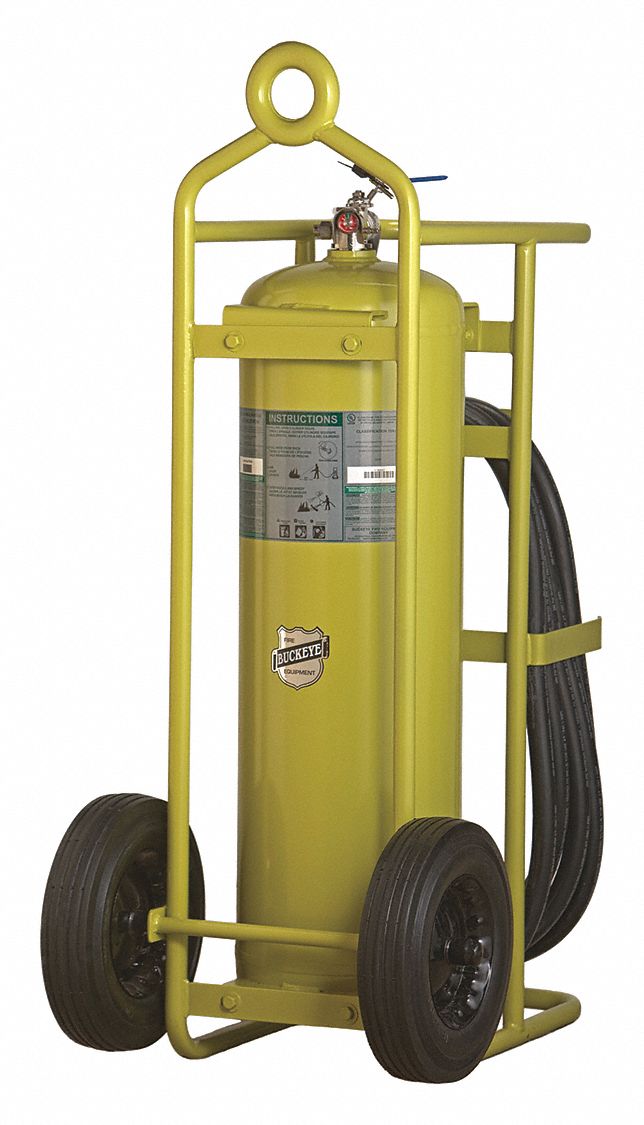 Buckeye Clean Agent, ABC Class Wheeled Fire Extinguisher with 150 lb Capacity and 23 sec Discharge Time - 71500