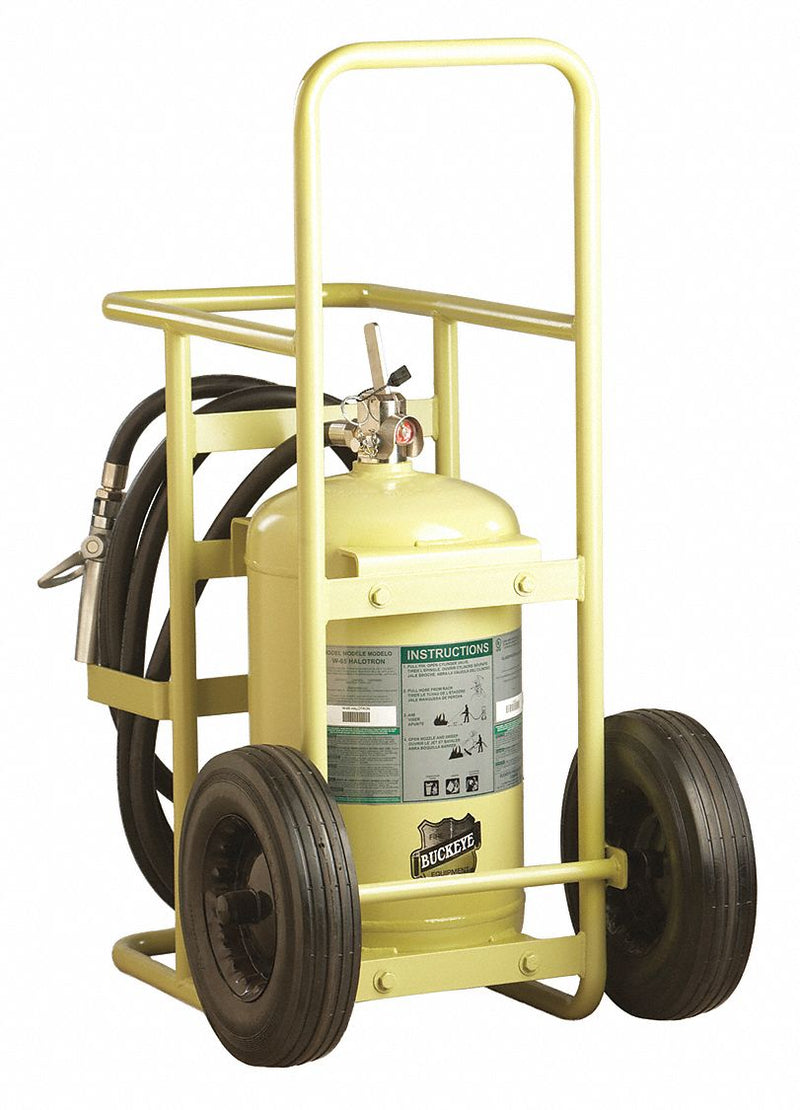 Buckeye Clean Agent, ABC Class Wheeled Fire Extinguisher with 65 lb Capacity and 17 sec Discharge Time - 76500