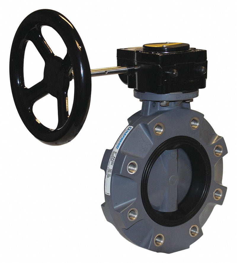 Hayward Lug-Style Butterfly Valve, CPVC, 150 psi, 2 in Pipe Size - BYV22020A0VGI00