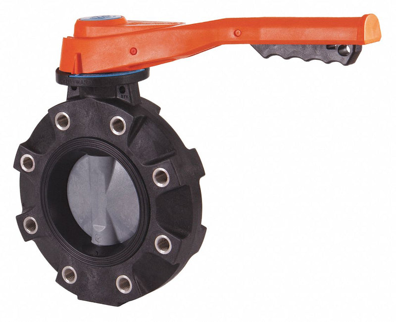 Hayward Lug-Style Butterfly Valve, PVC, 150 psi, 6 in Pipe Size - BYV11060A0ELI00