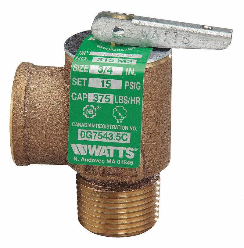 Watts Bronze Steam Safety Relief Valve, MNPT Inlet Type, FNPT Outlet Type - 6275