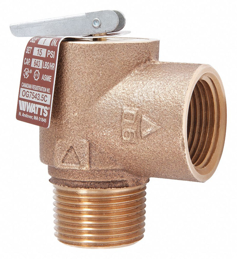 Watts Bronze Steam Safety Relief Valve, MNPT Inlet Type, FNPT Outlet Type - 6277