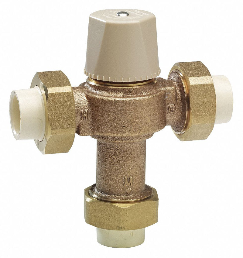 Watts 1 in Solvent Weld Inlet Type Thermostatic Mixing Valve, Lead Free Copper Silicon Alloy, 12 gpm - 6271