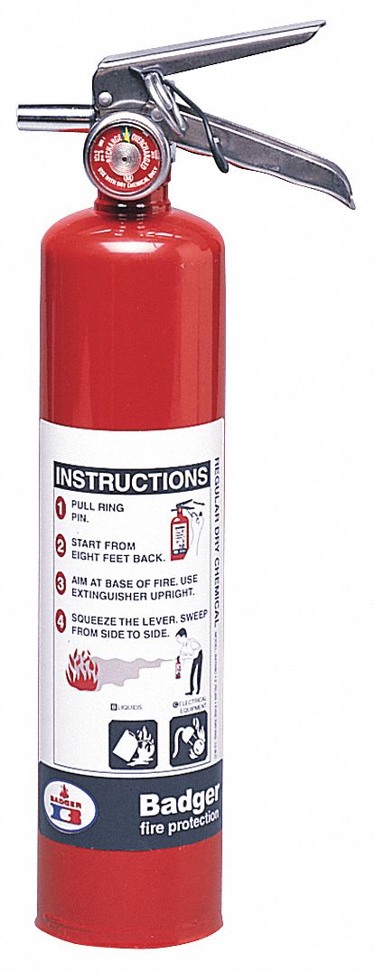 Badger Fire Extinguisher, Dry Chemical, Sodium Bicarbonate, 2.75 lb, 10B:C UL Rating - B275BC