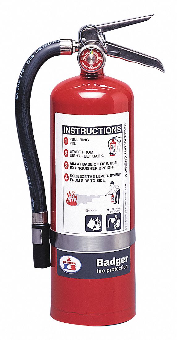 Badger Fire Extinguisher, Dry Chemical, Sodium Bicarbonate, 5.5 lb, 40B:C UL Rating - B5BC