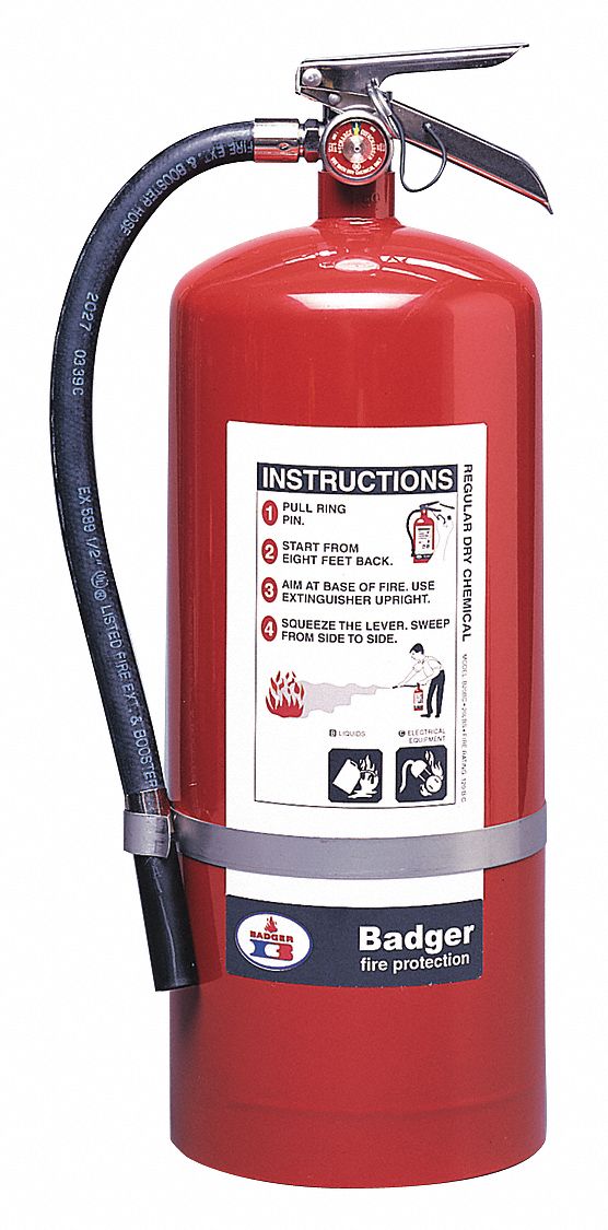 Badger Fire Extinguisher, Dry Chemical, Sodium Bicarbonate, 20 lb, 120B:C UL Rating - B20BC