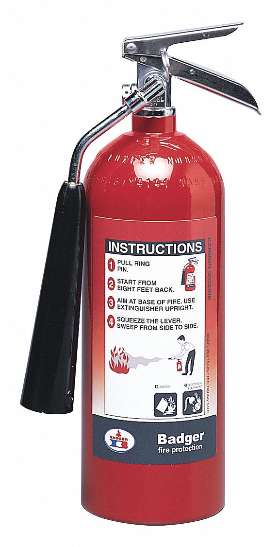 Badger Fire Extinguisher, Carbon Dioxide, Carbon Dioxide, 5 lb, 5B:C UL Rating - B5V