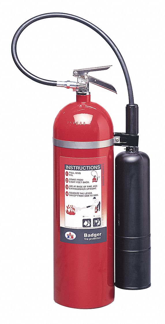 Badger Fire Extinguisher, Carbon Dioxide, Carbon Dioxide, 15 lb, 10B:C UL Rating - B15V