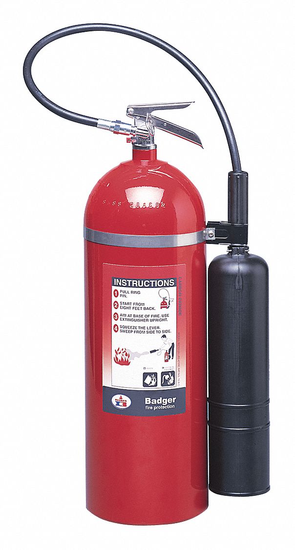 Badger Fire Extinguisher, Carbon Dioxide, Carbon Dioxide, 20 lb, 10B:C UL Rating - B20V