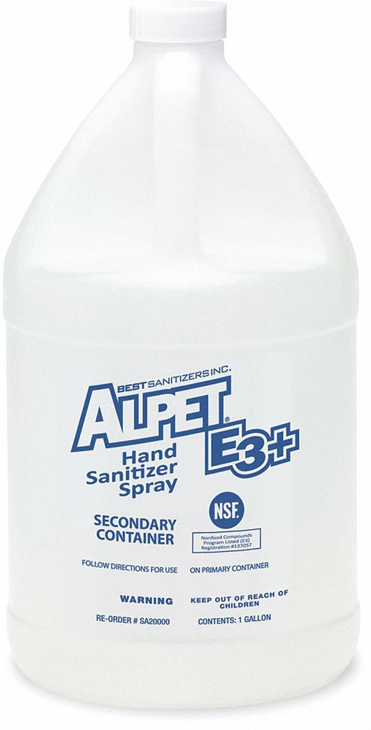 Best Sanitizers Secondary Container, Secondary Container, 1 gal, Clear - SA20000