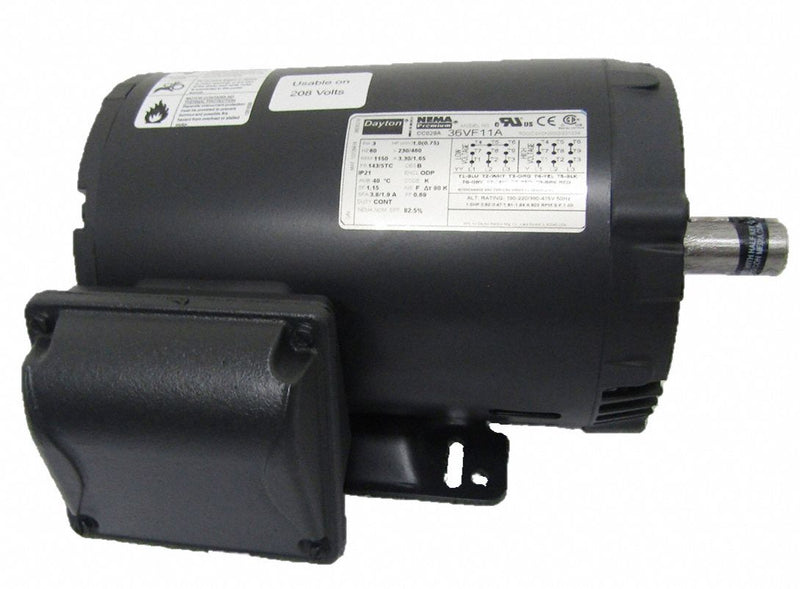 Dayton 1 HP, General Purpose Motor, 3-Phase, 1150 Nameplate RPM, 230/460 Voltage, 143/5TC Frame - 36VF11