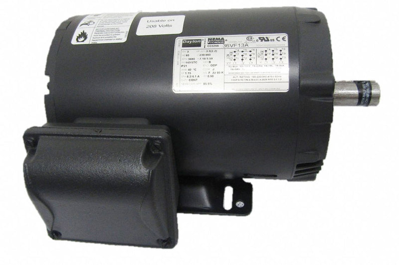 Dayton 3 HP, General Purpose Motor, 3-Phase, 3450 Nameplate RPM, 230/460 Voltage, 143/5TC Frame - 36VF13