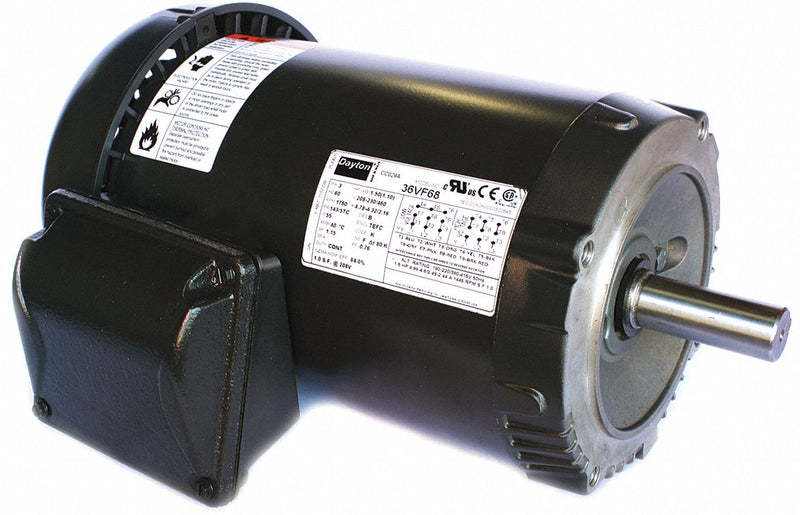 Dayton 3/4 HP, General Purpose Motor, 3-Phase, 1135 Nameplate RPM, 208-230/460 Voltage, 143TC Frame - 4THW9