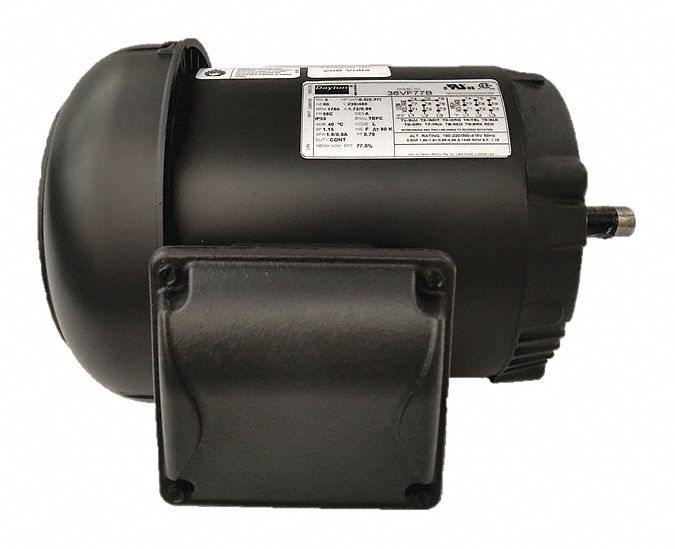 Dayton 1/2 HP, General Purpose Motor, 3-Phase, 1760 Nameplate RPM, 230/460 Voltage, 56C Frame - 36VF77