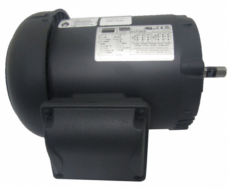 Dayton 1 1/2 HP, General Purpose Motor, 3-Phase, 3470 Nameplate RPM, 230/460 Voltage, 56C Frame - 36VF86