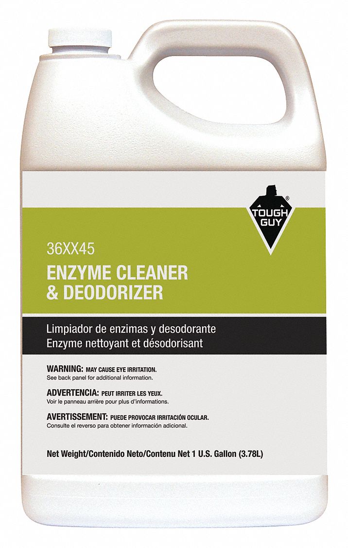 Tough Guy Enzyme Floor Cleaner and Deodorizer, Liquid, 1 gal., Bottle, 65 gal. RTU Yield per Container - 36XX45