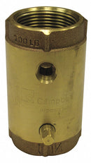 Campbell Check Valve, 1 1/4 in, Single, Inline Spring with Tap, Brass, FNPT x FNPT - CVB-5TLF