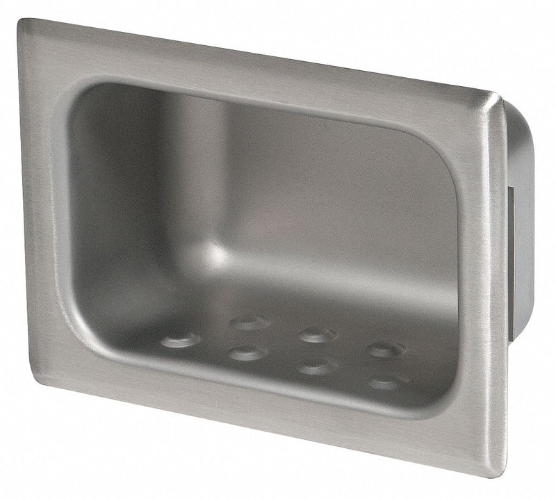 Bestcare 2-3/4" Depth, 5" Width, 7" Height, Stainless Steel, Ligature Resistant Soap Dish - 1832-PF