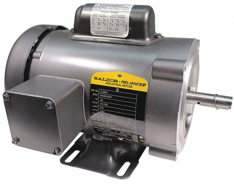 Baldor 1/3 HP, General Purpose Motor, Capacitor-Start, 1725 Nameplate RPM, 115/230 Voltage, 56C Frame - CL3501