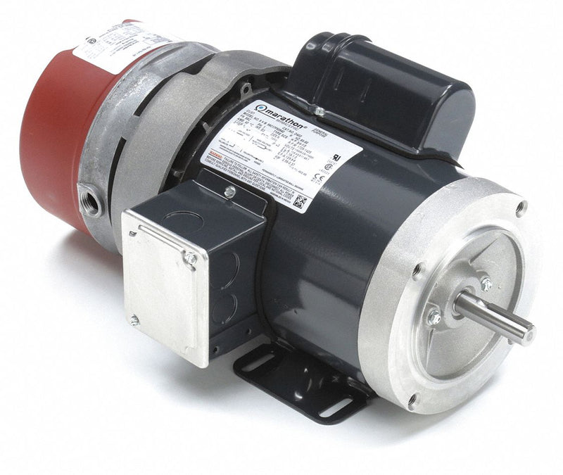 Marathon Motors 3/4 HP Brake Motor,Capacitor-Start,1725 Nameplate RPM,115/208-230 Voltage,Frame 56C - 056C17F5354