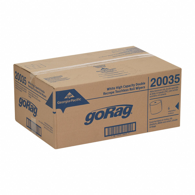 Georgia-Pacific Dry Wipe Roll, Brawny Professional D300, Various, Number of Sheets Various, White, PK 6 - 20035