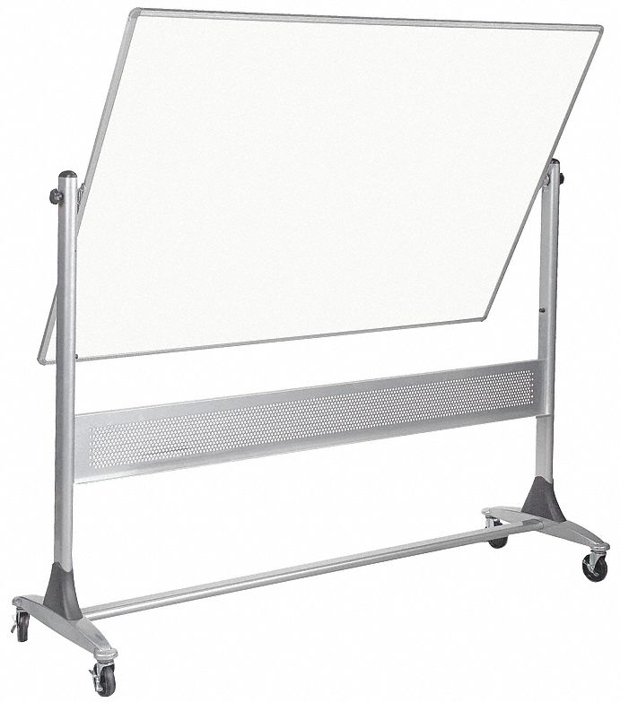 MooreCo Gloss-Finish Porcelain Dry Erase Board, Mobile/Casters, 48 inH x 96 inW, White - 669RH-DD