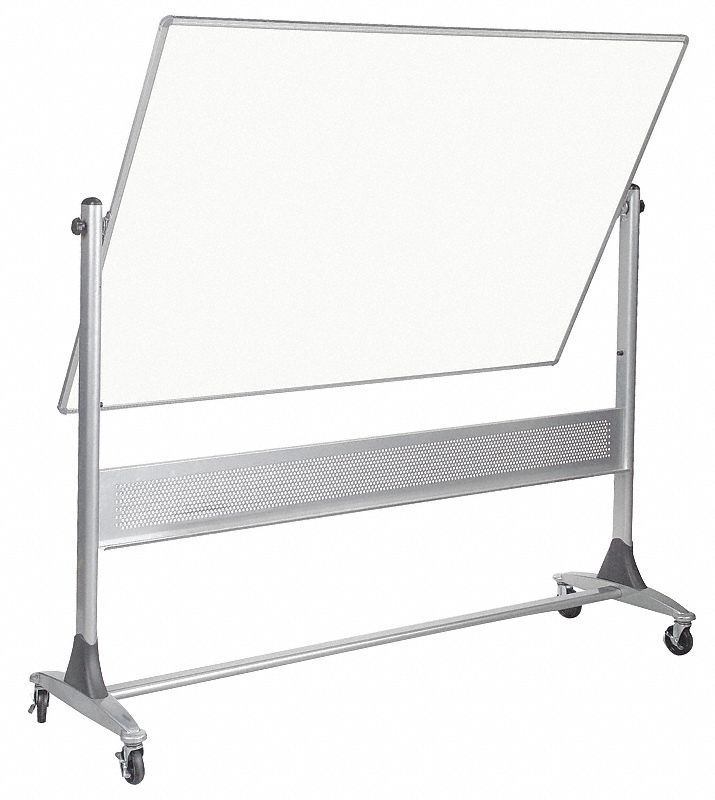 MooreCo Gloss-Finish Porcelain Dry Erase Board, Mobile/Casters, 48 inH x 72 inW, White - 669RG-DD