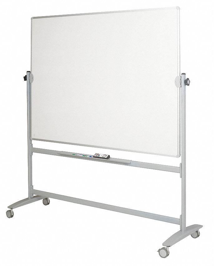 MooreCo Gloss-Finish Plastic Dry Erase Board, Mobile/Casters, 48 inH x 60 inW, White - 62383