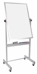 MooreCo Gloss-Finish Porcelain Dry Erase Board, Mobile/Casters, 40 inH x 30 inW, White - 668AC-DD
