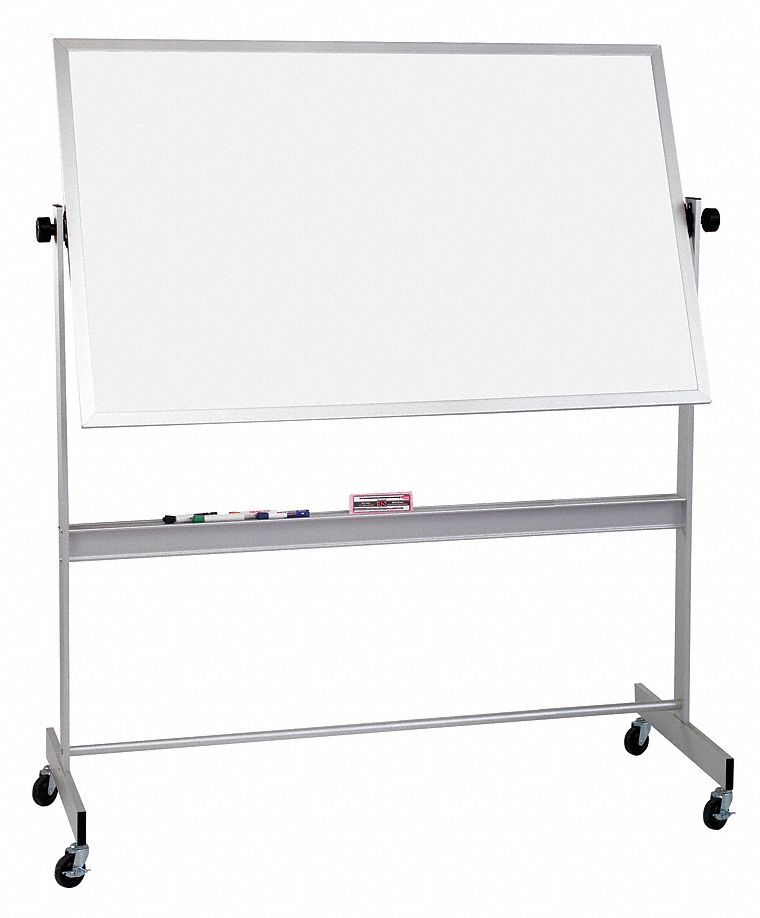 MooreCo Gloss-Finish Plastic Dry Erase Board, Mobile/Casters, 48 inH x 72 inW, White - 668AG-HH