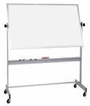 MooreCo Gloss-Finish Porcelain Dry Erase Board, Mobile/Casters, 48 inH x 96 inW, White - 668AH-DD