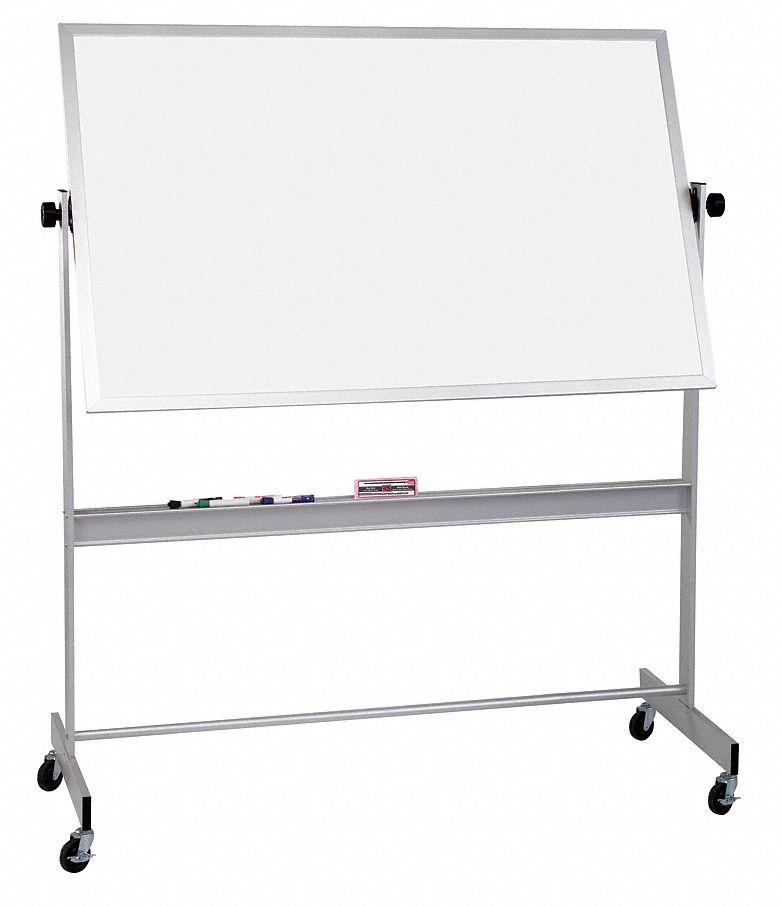 MooreCo Gloss-Finish Plastic Dry Erase Board, Mobile/Casters, 48 inH x 96 inW, White - 668AH-HH