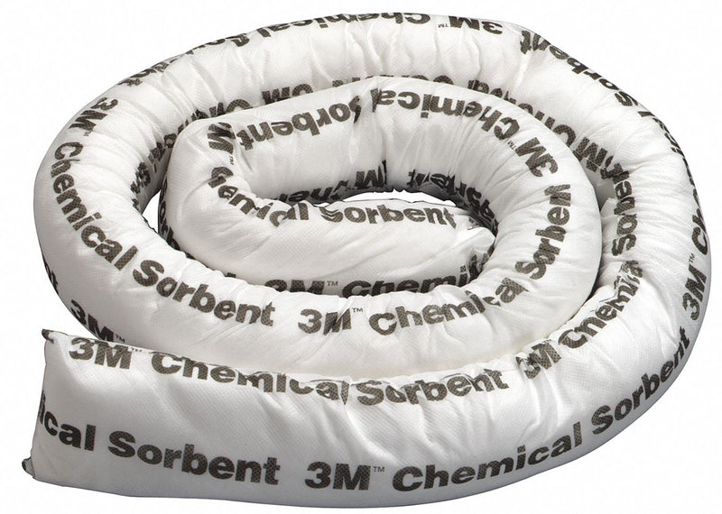 3M Absorbent Boom, Universal, 12 gal, 8 ft, Polyester, Polypropylene - P-208