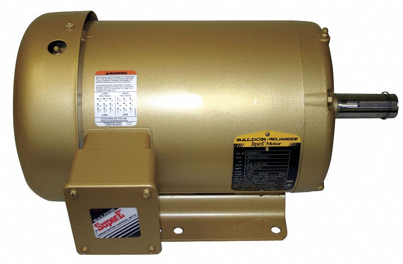 Baldor 10 HP, General Purpose Motor, 3-Phase, 3490 Nameplate RPM, 208-230/460 Voltage, 215T Frame - EM3711T