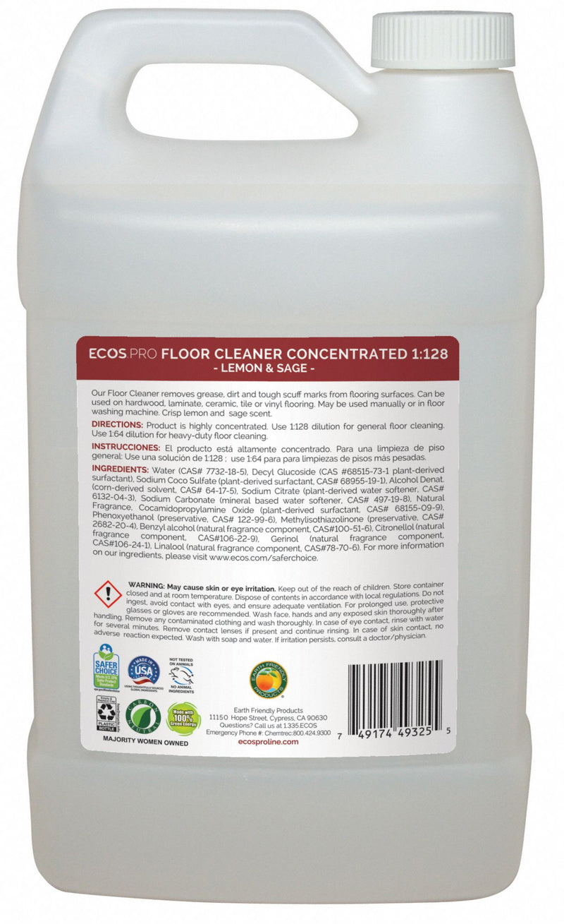 Ecos Pro Floor Cleaner, Liquid, 1 gal, 128 gal RTU Yield per Container - PL9325/04