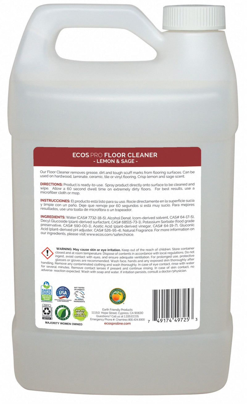 Ecos Pro Floor Cleaner, Liquid, 1 gal, 1 gal RTU Yield per Container - PL9725/04