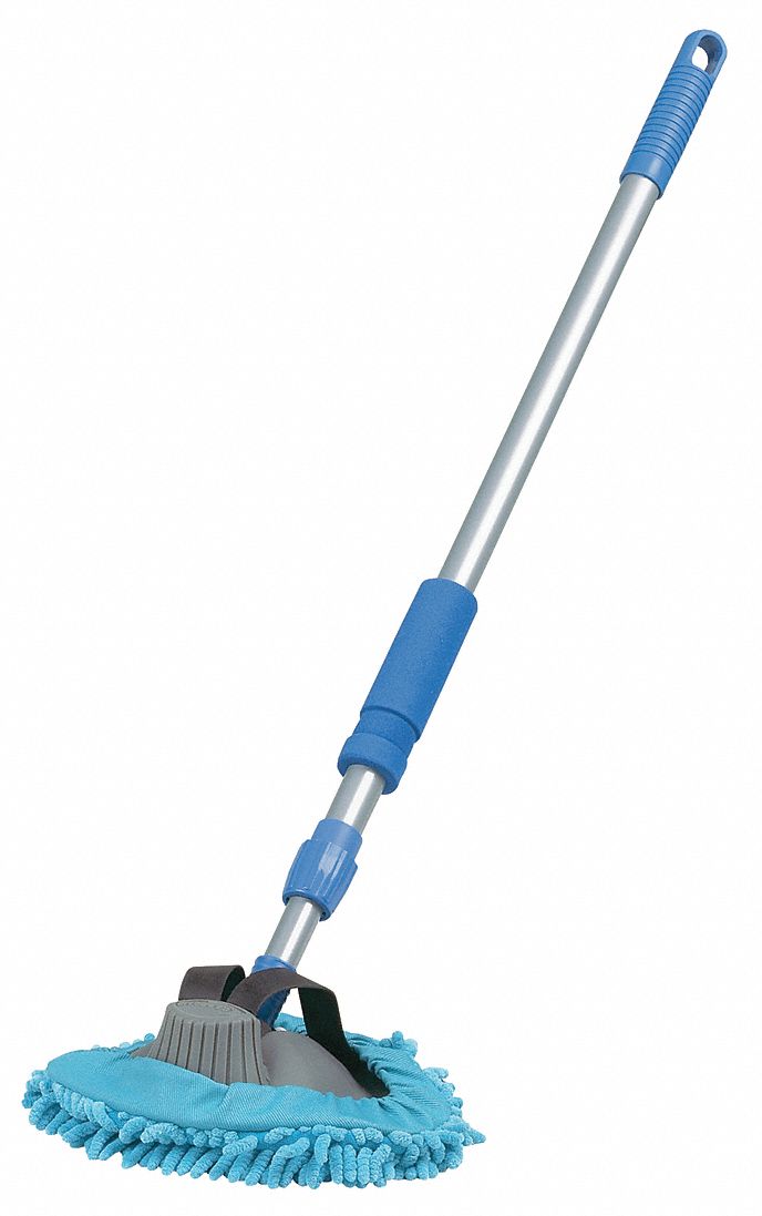 Carrand Microfiber String, Screw On, Blue, 48 in Handle Length - 93210