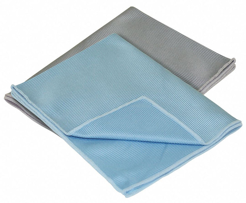 Carrand Blue, Gray Microfiber Towel, 12" x 16", 2 PK - 40064