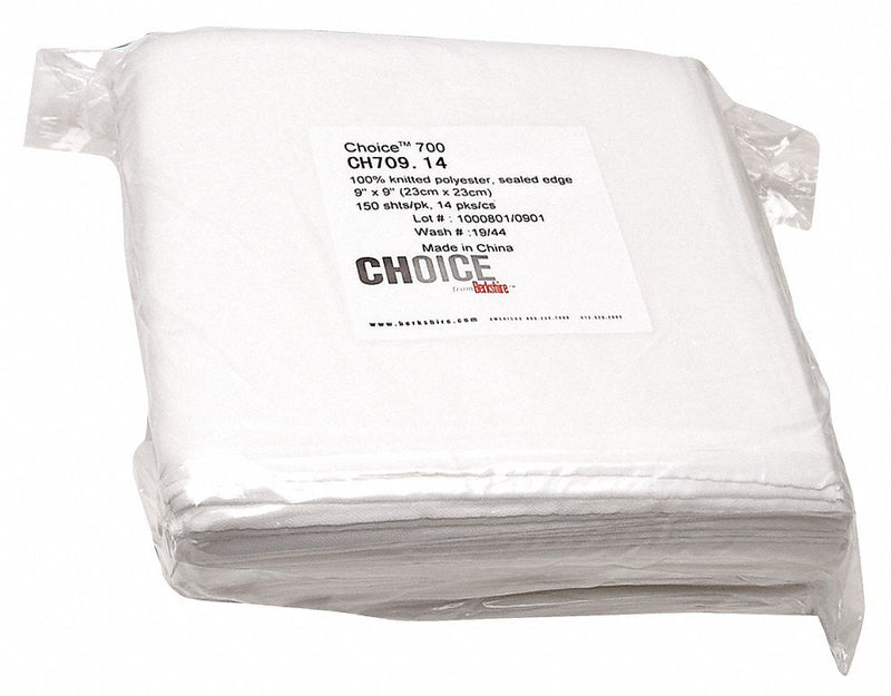 Berkshire Dry Wipe, Choice 700, 9" x 9", Number of Sheets 150, White - CH709.14