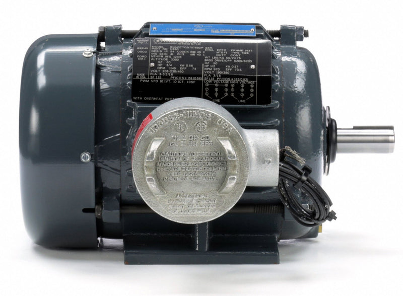 Marathon Motors 3/4 HP Hazardous Location Motor,3-Phase,1145 Nameplate RPM,208-230/460 Voltage,Frame 143T - 143TTGN7076