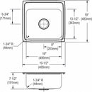 Elkay 19 1/2 in x 19 in x 7 1/2 in Drop-In Sink with Faucet Ledge with 16 in x 13-1/2 in Bowl Size - LR19193