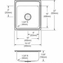 Elkay 19 1/2 in x 22 in x 7 5/8 in Drop-In Sink with Faucet Ledge with 16 in x 16 in Bowl Size - LR20223