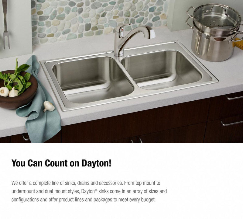 Elkay 25 in x 22 in x 8 1/16 in Drop-In Sink with Faucet Ledge with 21 in x 15-3/4 in Bowl Size - DSE125223