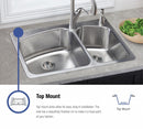 Elkay 33 in x 21 1/4 in x 5 5/8 in Drop-In Sink with 14 in x 15-3/4 in Bowl Size - GE233214