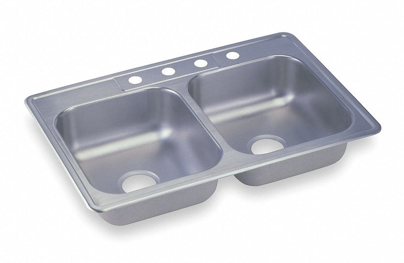 Elkay 33 in x 22 in x 6 1/16 in Drop-In Sink with Faucet Ledge with 14 in x 15-3/4 in Bowl Size - K233224