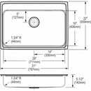 Elkay 31 in x 22 in x 5 1/2 in Drop-In Sink with Faucet Ledge with 28 in x 16 in Bowl Size - LRAD3122554