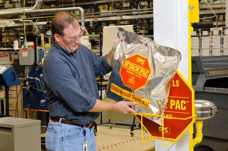 Brady Spill Kit/Station, Bag, Chemical, Hazmat, 7 gal - SKH-ATKGRNG